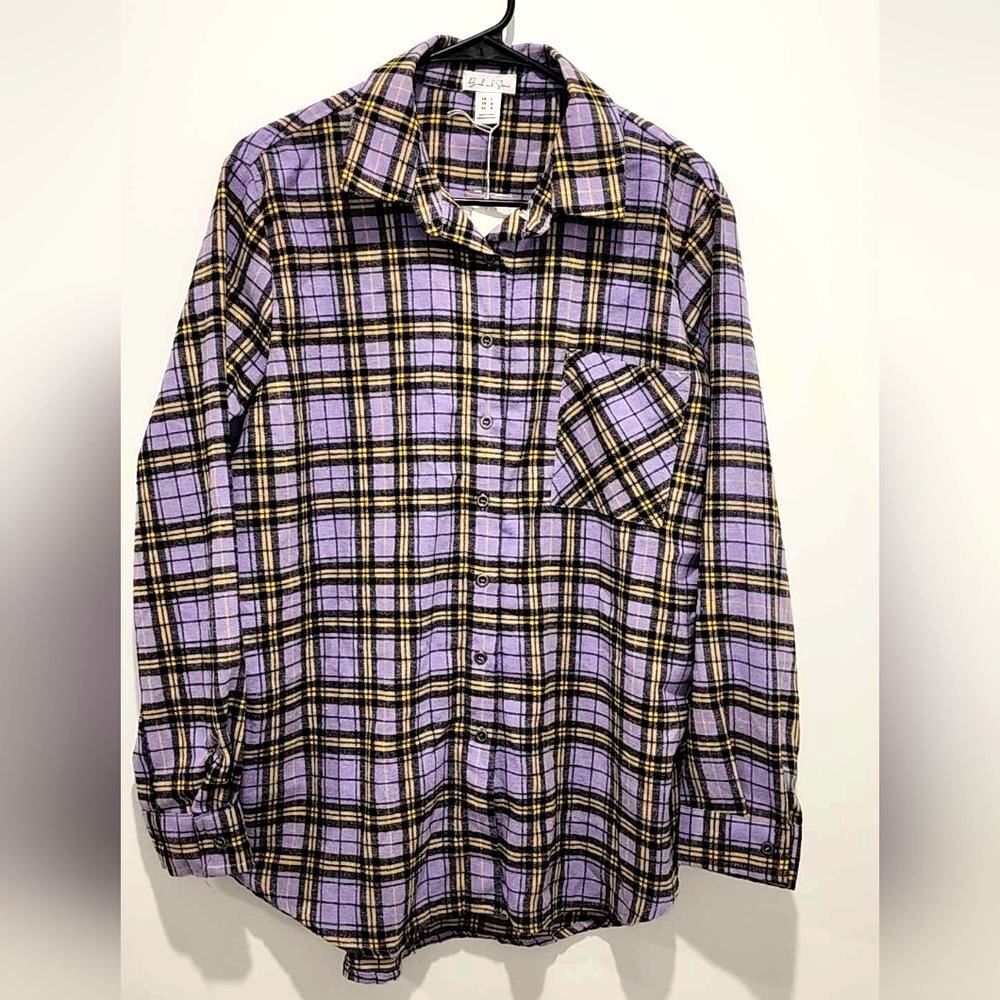 Birch and Stone Plaid Button Down Shirt in Purple and Yellow Size - Large